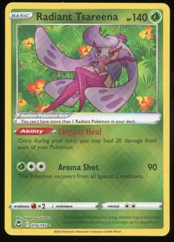 Pokemon TCG Radiant Tsareena Holo Radiant Rare SW&SH Silver Tempest 016/195 NM - Image 1