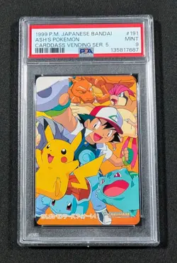 Pokemon Japanese Bandai Ash's Pokemon #191 PSA 9 MINT Carddass Anime Series 5 - Image 1