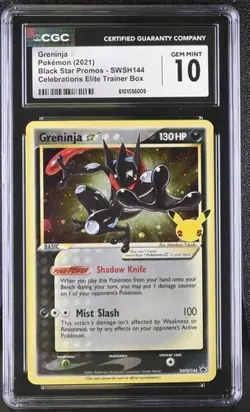 ⭐⭐⭐ CGC 10 Black Star Promo Greninja Gold Star SWSH144 Celebrations Pokemon - Image 1