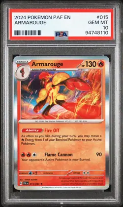 PSA 10 Pokemon TCG Armarouge Scarlet & Violet: Paldean Fates 015/091 Holo Rare - Image 1