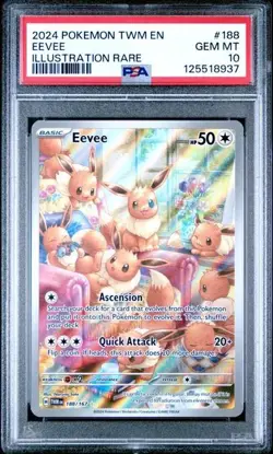 2024 Pokemon Twilight Masquerade Eevee 188/167 PSA 10 Gem Mint Illustration Rare - Image 1