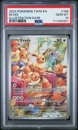 2024 Pokemon Twilight Masquerade Eevee 188/167 PSA 10 GEM MINT Illustration Rare - Image 1