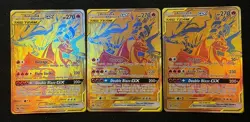 x3 Pokemon Reshiram & Charizard GX SM247 Sun & Moon Tag Team Promo Card TCG Gold - Image 1