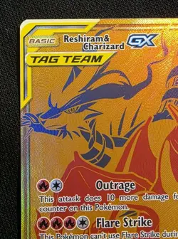 x3 Pokemon Reshiram & Charizard GX SM247 Sun & Moon Tag Team Promo Card TCG Gold - Image 2