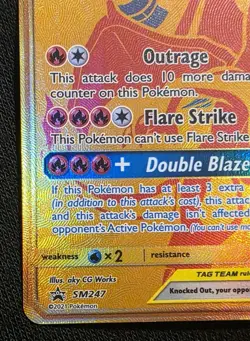 x3 Pokemon Reshiram & Charizard GX SM247 Sun & Moon Tag Team Promo Card TCG Gold - Image 3