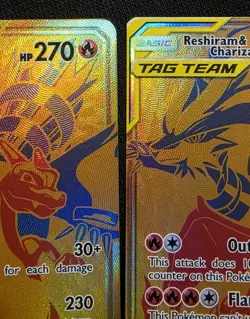 x3 Pokemon Reshiram & Charizard GX SM247 Sun & Moon Tag Team Promo Card TCG Gold - Image 4
