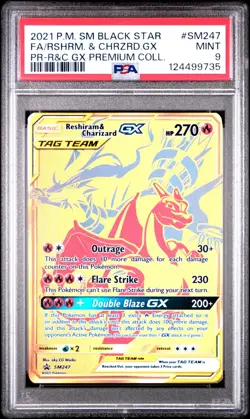 Reshiram & Charizard GX SM247 Sun & Moon Black Star Promo PSA 9 Pokemon TCG - Image 1
