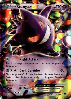 Gengar EX 034/119 XY Phantom Forces Jumbo Pokemon Card Holo - Image 1