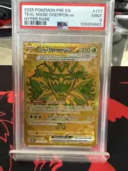 2025 POKEMON PRE EN-PRISMATIC EVOLUTIONS HYPER RARE TEAL MASK OGERPON EX PSA 9 - Image 1