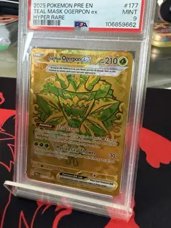 2025 POKEMON PRE EN-PRISMATIC EVOLUTIONS HYPER RARE TEAL MASK OGERPON EX PSA 9 - Image 2
