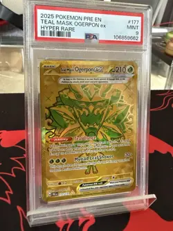 2025 POKEMON PRE EN-PRISMATIC EVOLUTIONS HYPER RARE TEAL MASK OGERPON EX PSA 9 - Image 3