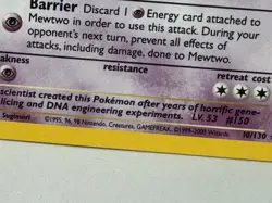 1999 Pokemon MEWTWO Base Set 2 - Holo Rare 10/130 Wizards Trading Card - Image 4