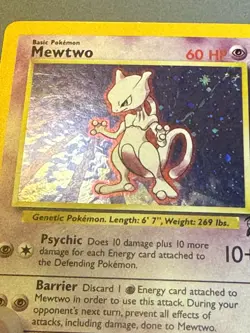 1999 Pokemon MEWTWO Base Set 2 - Holo Rare 10/130 Wizards Trading Card - Image 5