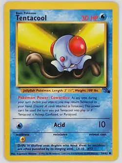 Tentacool - Fossil Set - 56/62 - Common - Pokemon Card - Unlimited Edition MP - Image 1