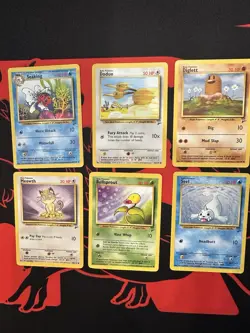 Lot Of 6 Old Vintage Pokemon Base Set 2 Cards WOTC Meowth Seaking Seel Diglett - Image 1