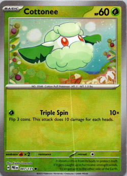 Cottonee 007/131 Prismatic Evolutions Pokemon Card TCG Poke Ball Reverse Holo Nm - Image 1