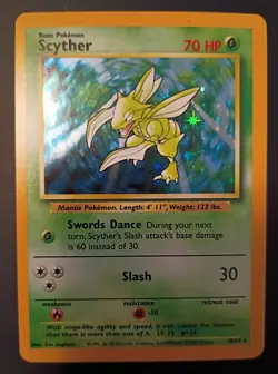 POKEMON TCG SCYTHER HOLOGRAPHIC CARD MISPRINT *NO SET SYMBOL* UNGRADED - Image 1
