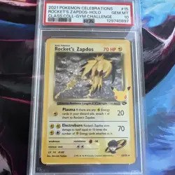 PSA 10 Rocket's Zapdos 15/132 Celebrations: Classic Collection Holo Pokemon - Image 1