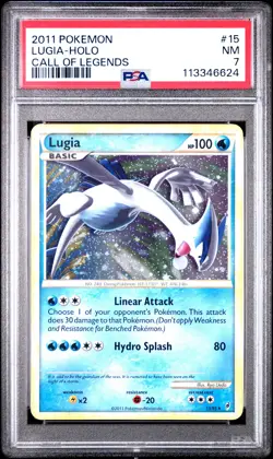 2011 POKEMON CALL OF LEGENDS LUGIA #15 HOLO PSA 7 NM #113346624 - Image 1