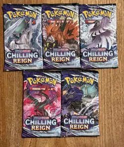 5x Pokemon Booster Packs Chilling Reign Full Art Set NEW SEALED FREE SHIPPING - Image 1