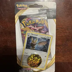 Pokemon TCG Sword & Shield Checklane Blister Pack Noctowl Black Star Promo Coin - Image 1