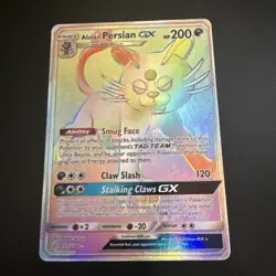 Alolan Persian GX 257/236 Rainbow Secret Rare Pokemon TCG Cosmic Eclipse - Image 1