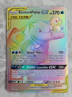 Pokemon Blastoise & Piplup Tag Team GX Sun & Moon Cosmic Eclipse 253/236 NM/M - Image 1