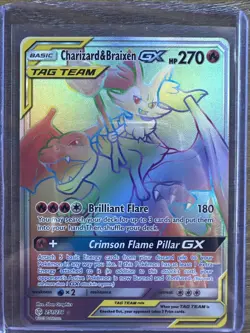 Pokemon TCG Charizard & Braixen Tag Team GX Sun & Moon - Cosmic Eclipse 251/236 - Image 1