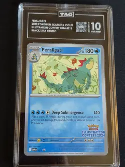 FERALIGATR TAG 10 2025 POKEMON SV#213 ILLUSTRATION CONTEST BLACKSTAR PROMO MINT - Image 1