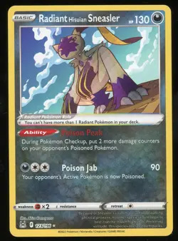 Pokemon TCG Radiant Hisuian Sneasler Holo Radiant Rare Lost Origin 123/196 NM - Image 1
