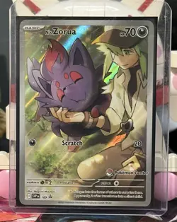 Pokemon TCG N's Zorua SVP 189 *Pokemon Center Stamp* Scarlet & Violet Promo Holo - Image 1