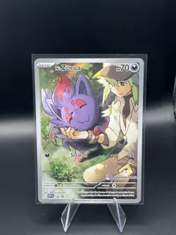 Pokemon TCG N's Zorua SVP 189 *Pokemon Center Stamp* Scarlet & Violet Promo Holo - Image 1