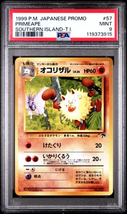 1999 Pokemon Japanese Southern Island PRIMEAPE Rare Promo #57 PSA 9 - Image 1