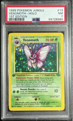 1999 POKEMON JUNGLE 1ST EDITION #13 VENOMOTH-HOLO PSA 7 - Image 1