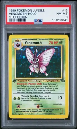1999 Pokemon Jungle Venomoth #13 - Holo 1st Edition PSA 8 - Image 1