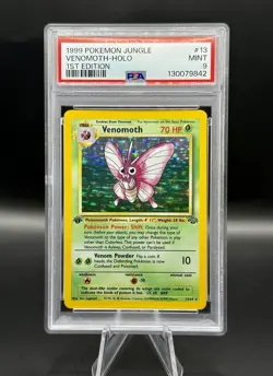 PSA 9 1st Edition Venomoth Holo 13/64 Pokemon Jungle English Vintage 1999 - Image 1