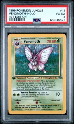 VENOMOTH Pokemon Jungle 1st Edition Holo 13/64 - PSA 4 - Image 1