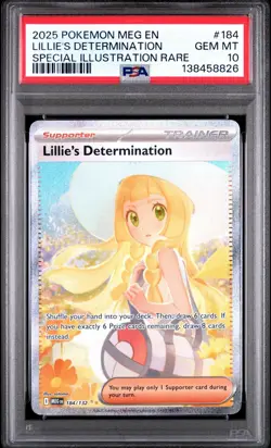 2025 Pokemon Mega Evolution Base #184 SIR Lillie's Determination PSA 10 - Image 1