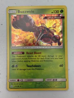 Buzzwole Holofoil Rare SM - Cosmic Eclipse 21/236 Pokemon Card NM - Image 1