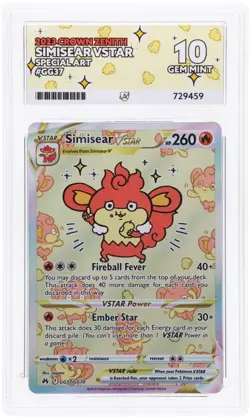 ACE 10 Simisear VSTAR GG37/GG70 Crown Zenith Holo Pokemon Card - Gem Mint - Image 1