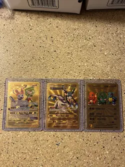 Pokemon Textured Gold Foil Fan Art Pokemon (Lot Of 3 Cards) ￼ Pokemon - Image 1
