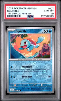 PSA 10 Squirtle Cosmos Holo 007/165 Promo 151 5-Pack Mini Tins Pokemon Card - Image 1
