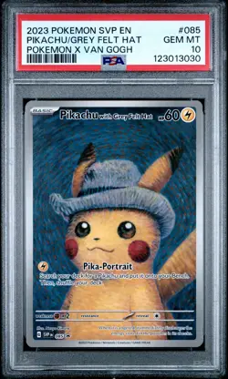 2023 POKEMON SVP EN-SV BLACK STAR PROMO #085 PIKACHU WITH GREY FELT HAT PSA 10 - Image 1