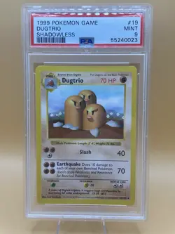 1999 Pokemon Base Set Shadowless Dugtrio #19 PSA Mint 9 - Image 1