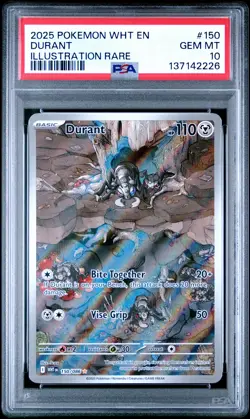 2025 POKEMON WHT EN-WHITE FLARE ILLUSTRATION RARE #150 DURANT PSA 10 - Image 1