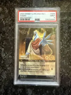 Hades King of Olympus Holo Card 205/204 Enchanted 1st Chapter Lorcana PSA 9!!! - Image 1