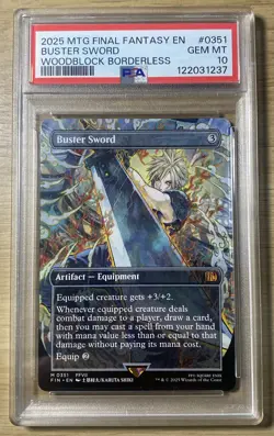 Buster Sword 0351 Woodblock Borderless Magic The Gathering Final Fantasy PSA 10 - Image 1