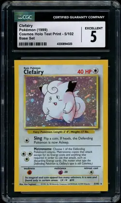1999 Pokemon COSMOS Holo Test Print Clefairy #5 Base Set CGC 5 EX - Image 1