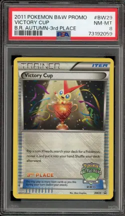 Pokemon Victory Cup 3rd Place Battle Road Autumn Promo BW29 PSA 8 - Image 1