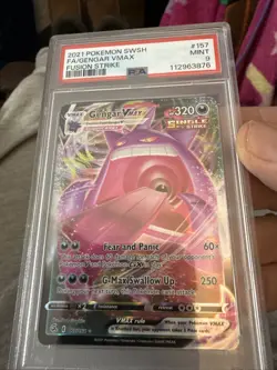 2021 Pokemon SWSH FA/Gengar VMAX Fusion Strike #157 PSA 9 Mint - Image 1